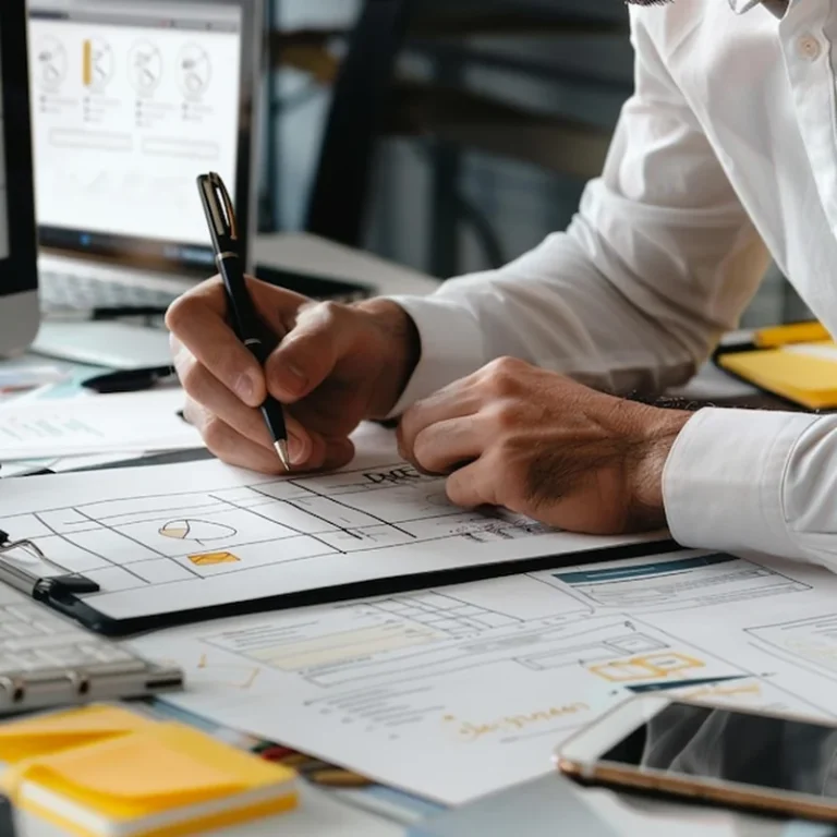 Projektant tworzący menu nawigacyjne z podmenu