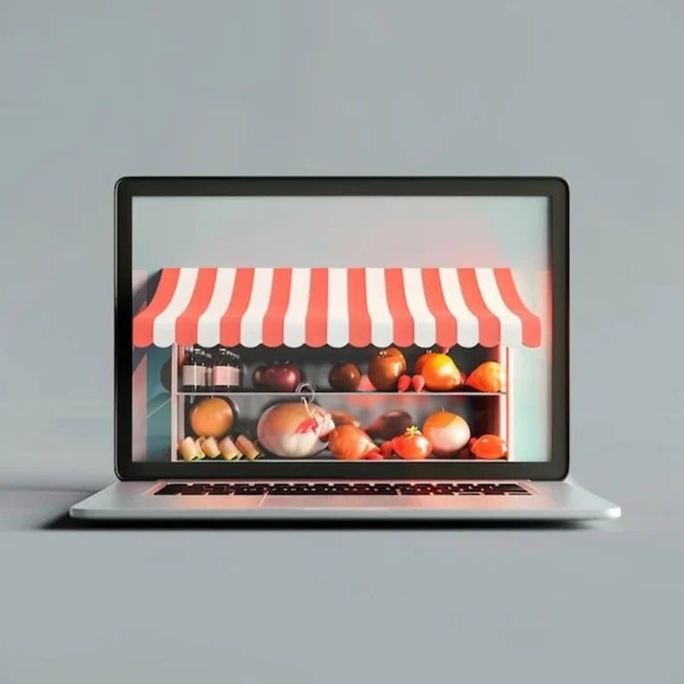 Ilustracja sklepu internetowego z laptopa