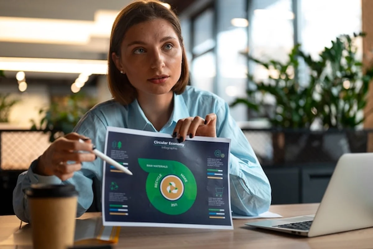 Osoba analizująca wykresy finansowe w biurze