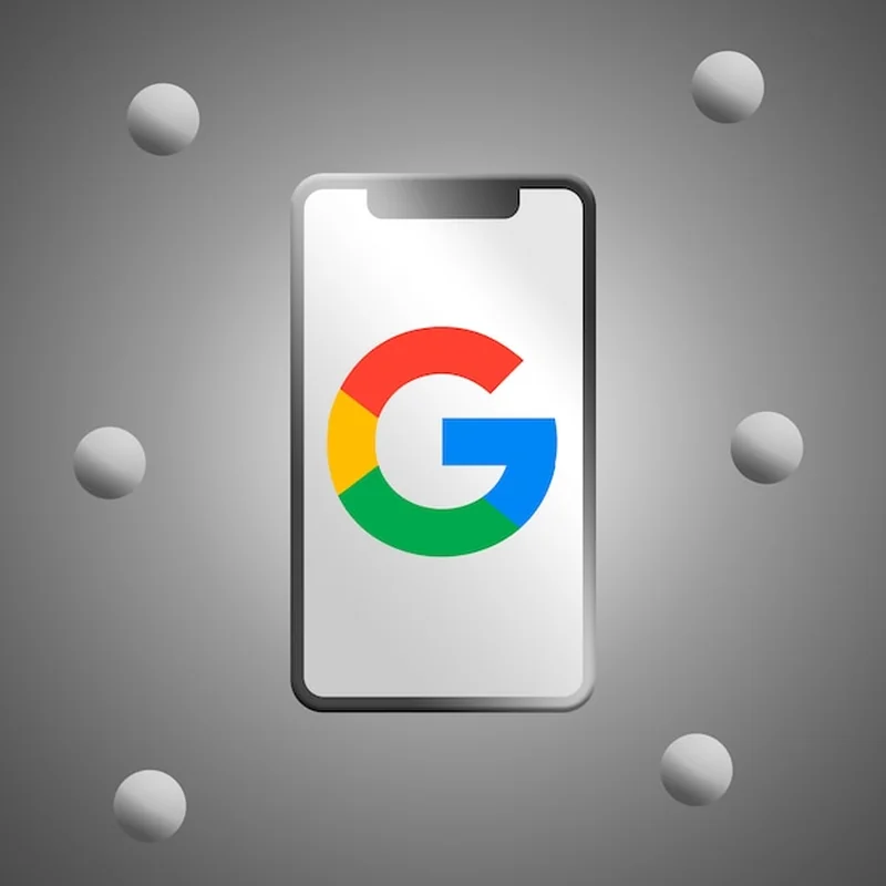 Logo Google na renderowaniu 3D ekranu telefonu