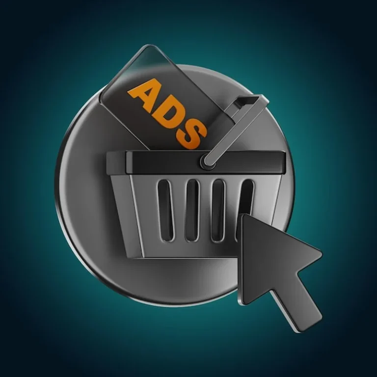 Strona internetowa z reklamą na białym tle