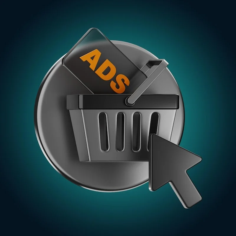 Strona internetowa z reklamą na białym tle