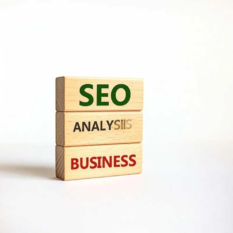 Konceptualna analiza SEO z drewnianymi blokami z słowami