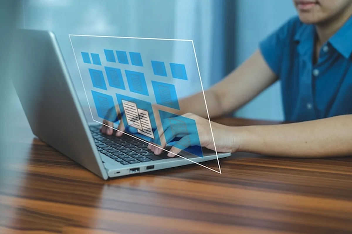 Koncepcja zarządzania dokumentami z ikonami na wirtualnym ekranie